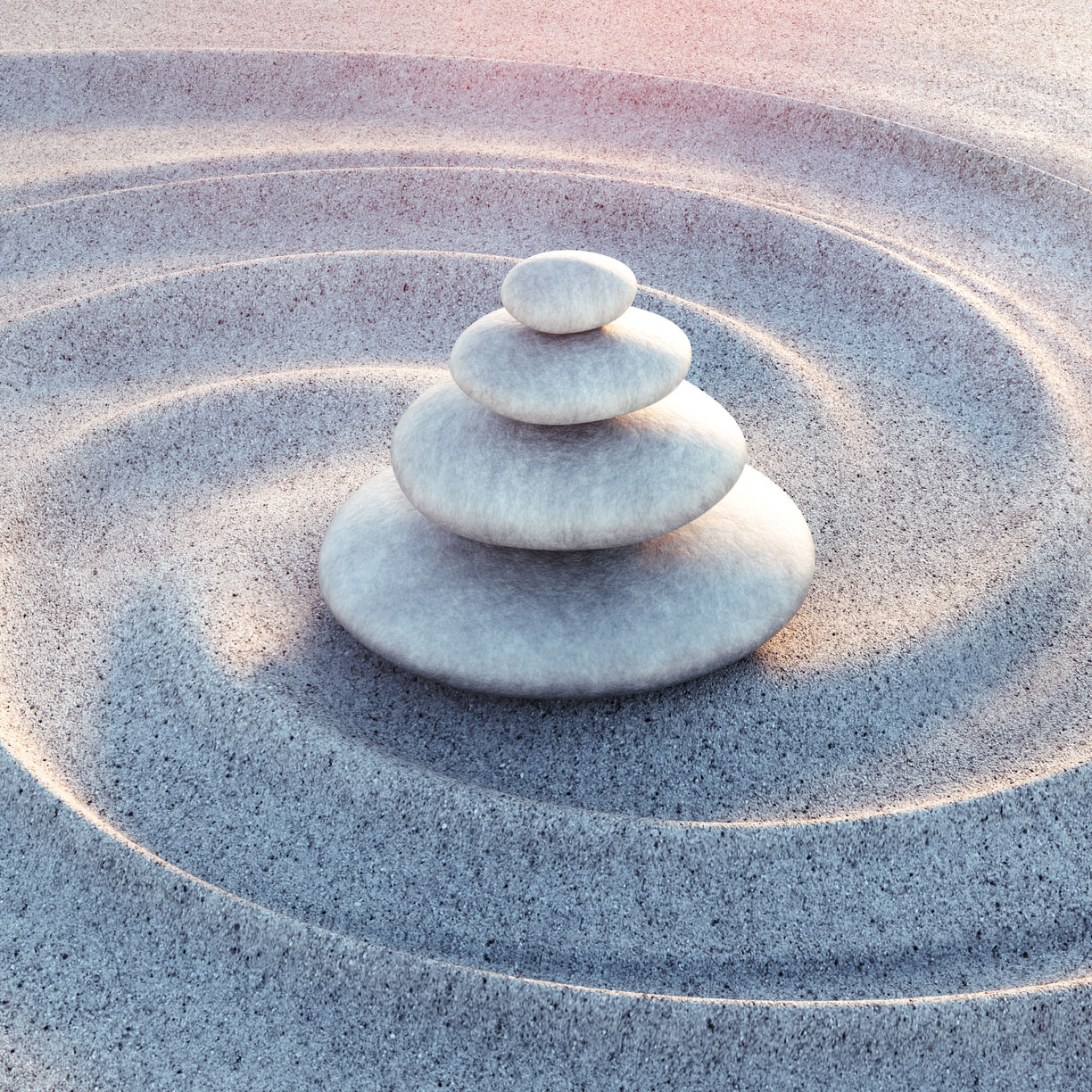 Japanese ZEN garden with textured sand – stock photo