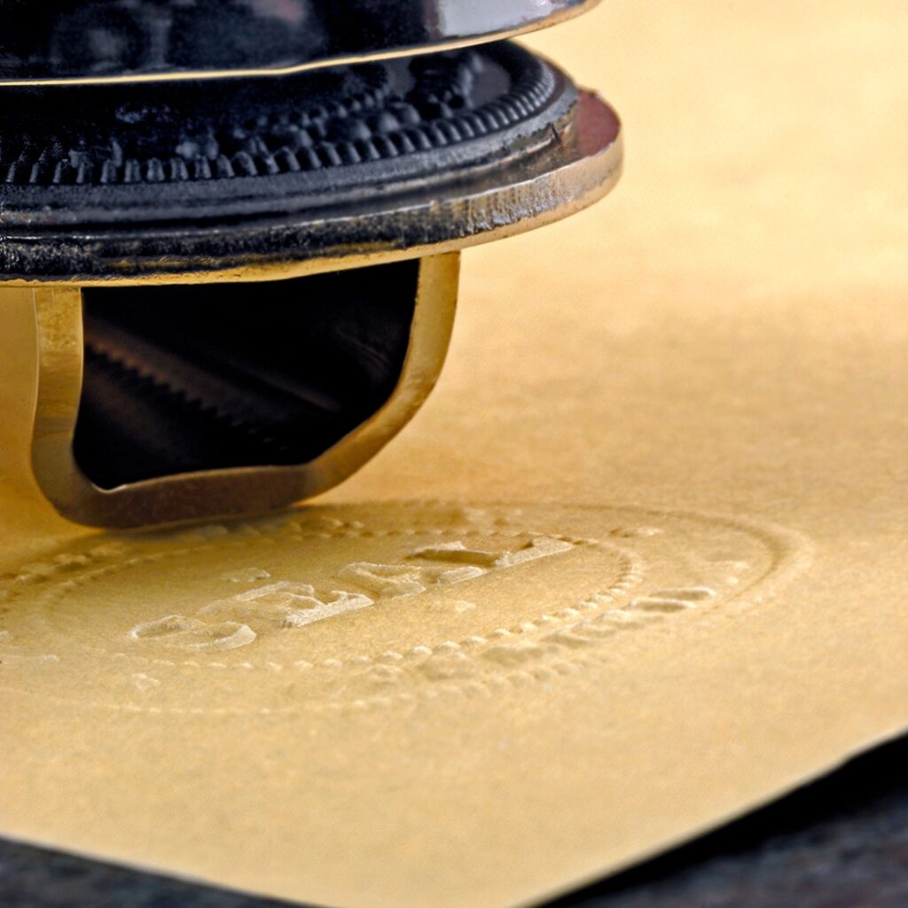 Embossed seal.